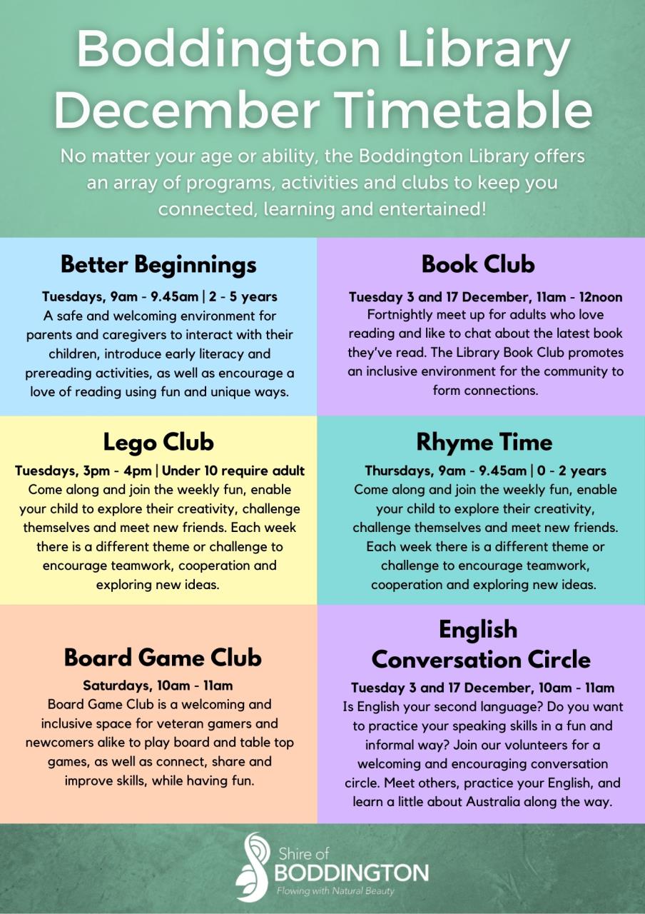 Library December Timetable