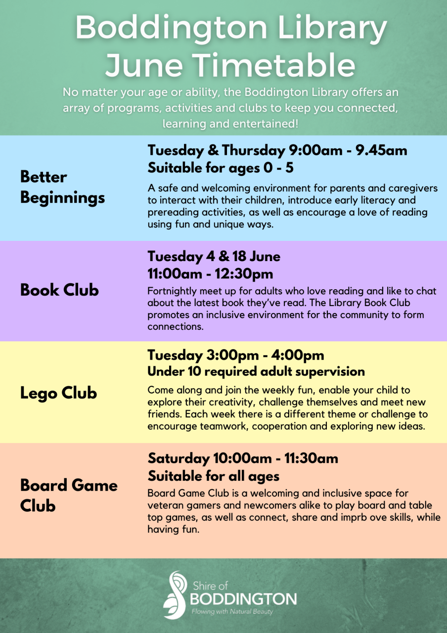 Boddington Library JUNE Timetable